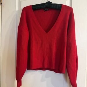 Dynamite Red V-Neck Knit Sweater